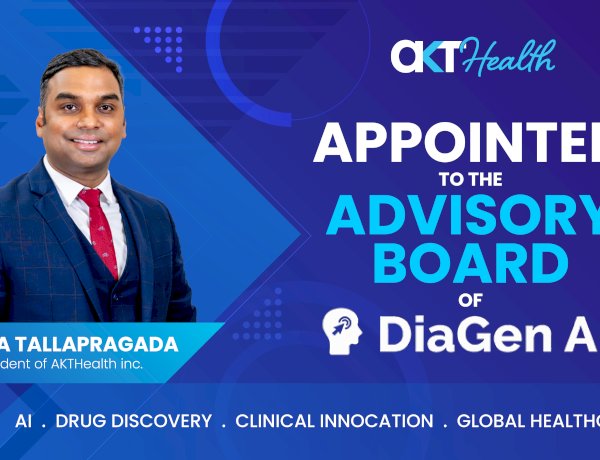 AKT Health President Aditya Tallapragada Appointed to Advisory Board of DiaGen AI,